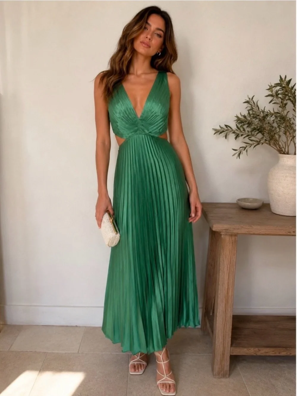 Abercrombie & Fitch Giselle Pleated Cut Out Dress